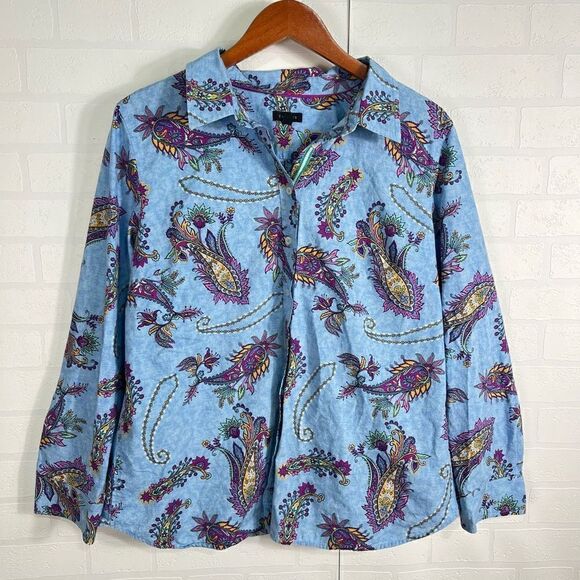 Talbots Womens Button Down Shirt Size L Paisley Print - Picture 1 of 15